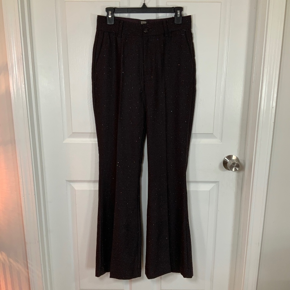 Scotch & Soda Black Sequin Flare High Rise Wool Blend Pants Size 27